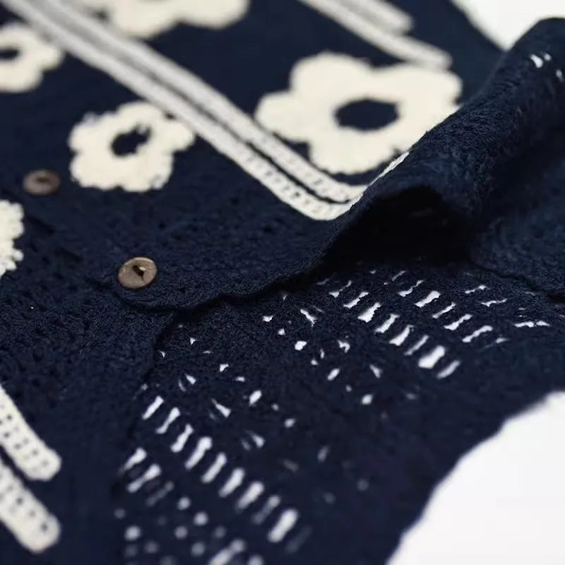 Embroidered crochet vest