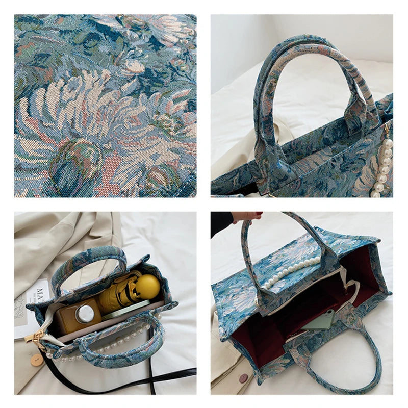 Beaded canvas tote bags – Shopper & Mini