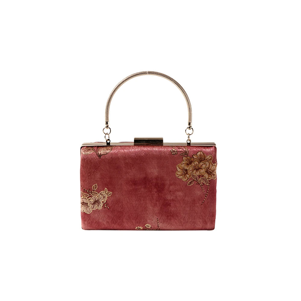 Silk embroidered minaudière bag