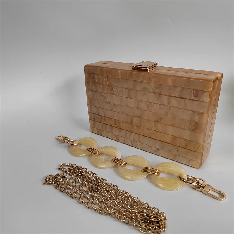Champagne acrylic envelope clutch