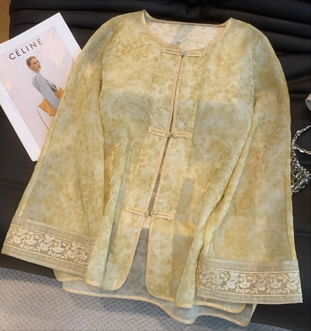 Embroidered chiffon blouse