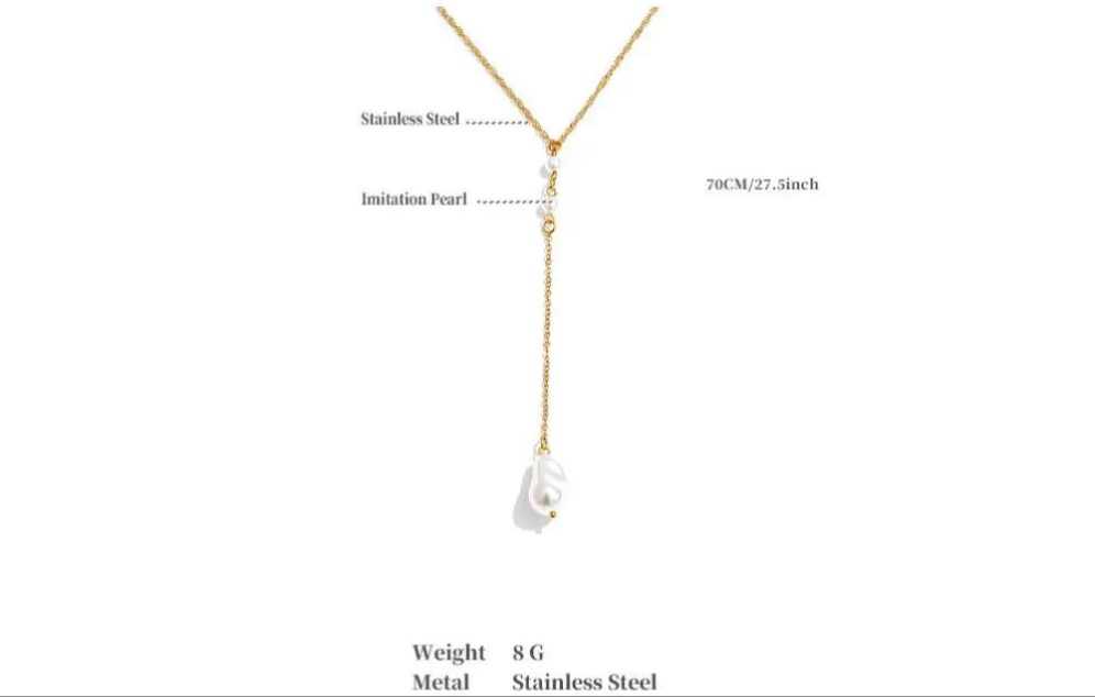 Geometric pearl pendant necklace