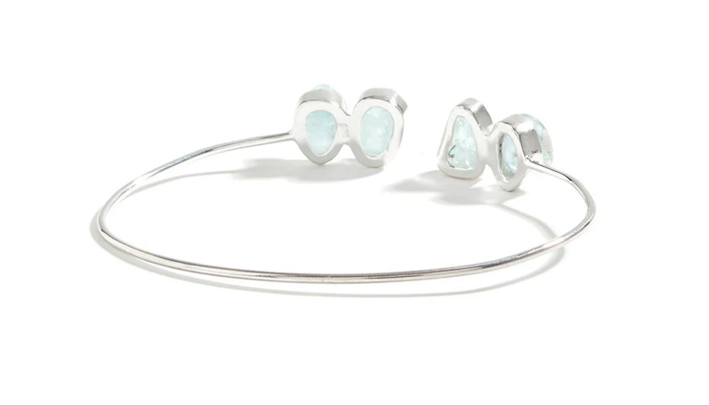 Silver aquamarine cuff bracelet