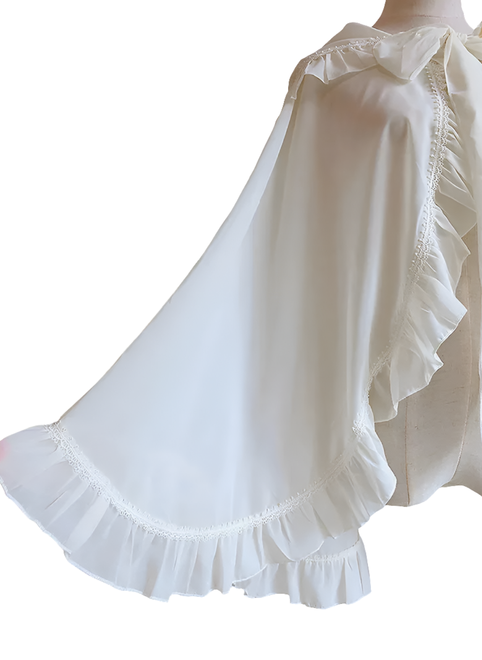 Hooded chiffon ruffle cape