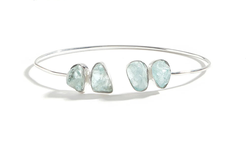 Silver aquamarine cuff bracelet