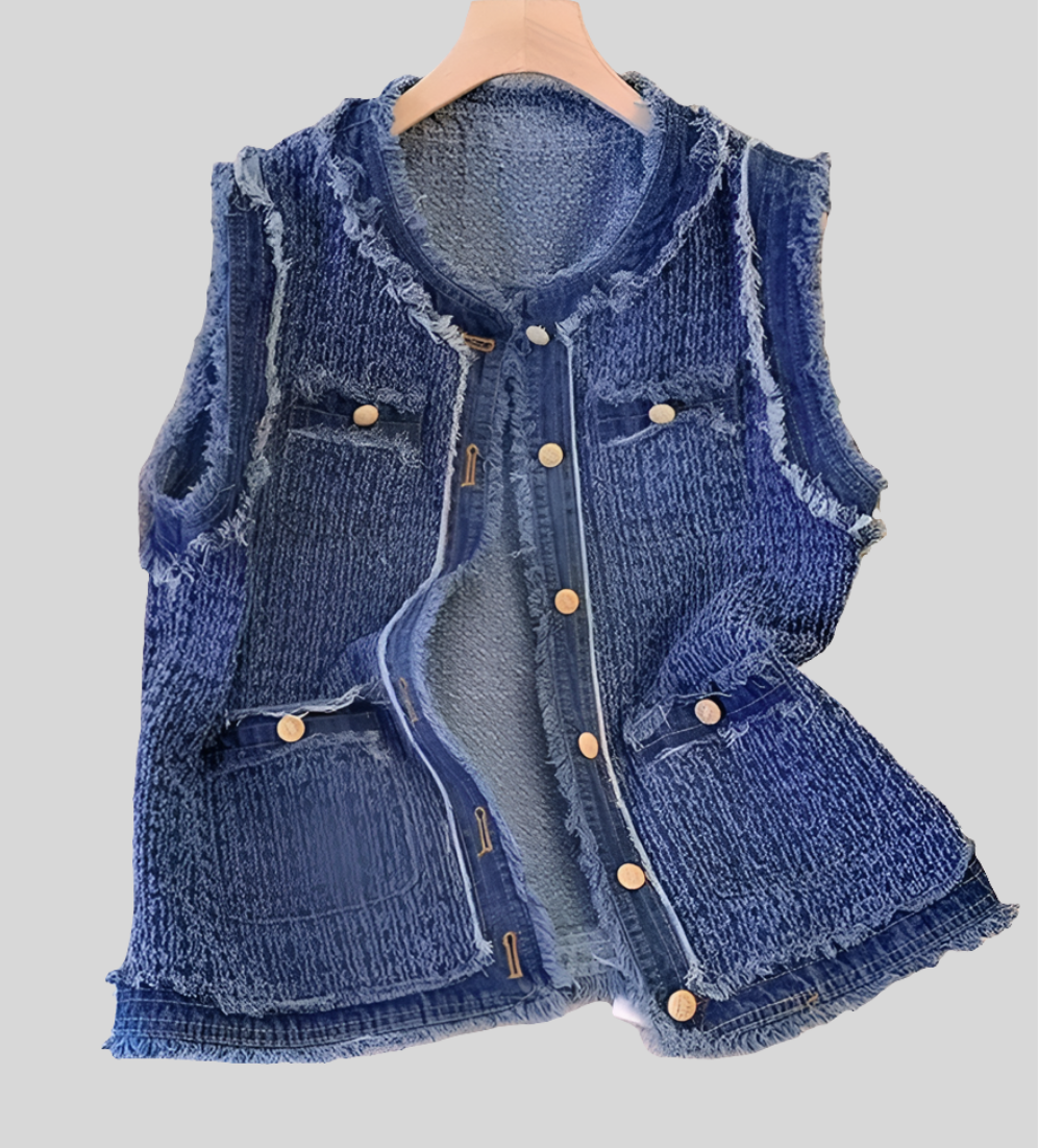 Plaid button vest