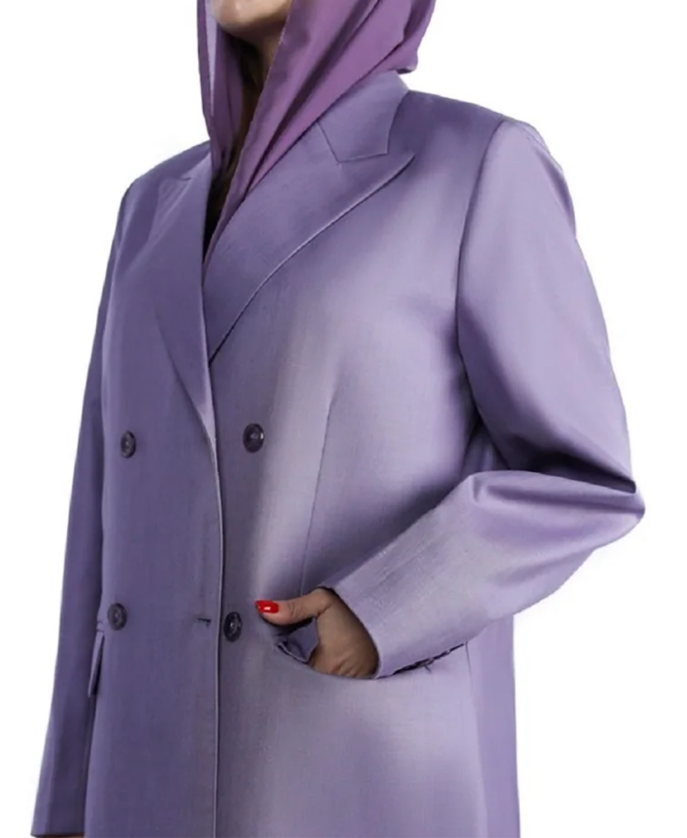 Long double-breasted abaya coat