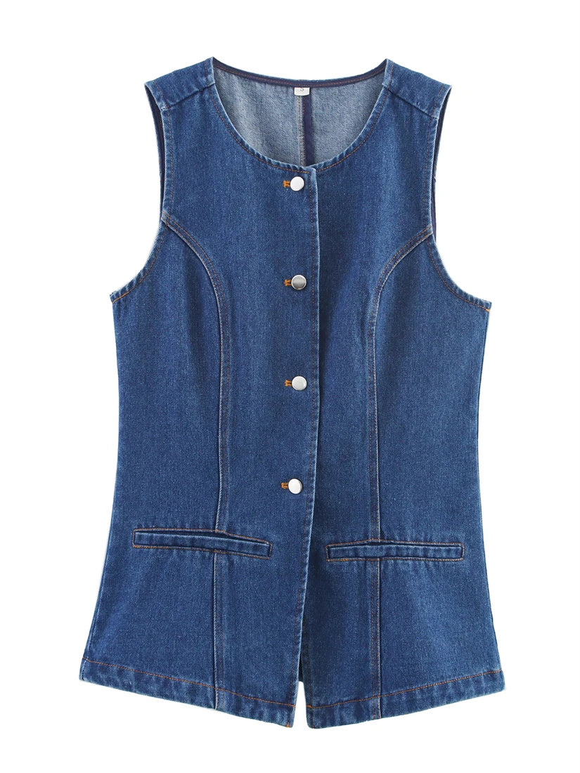 Casual denim vest