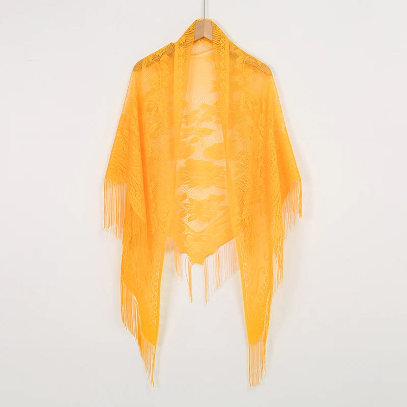 Floral embroidery shawl