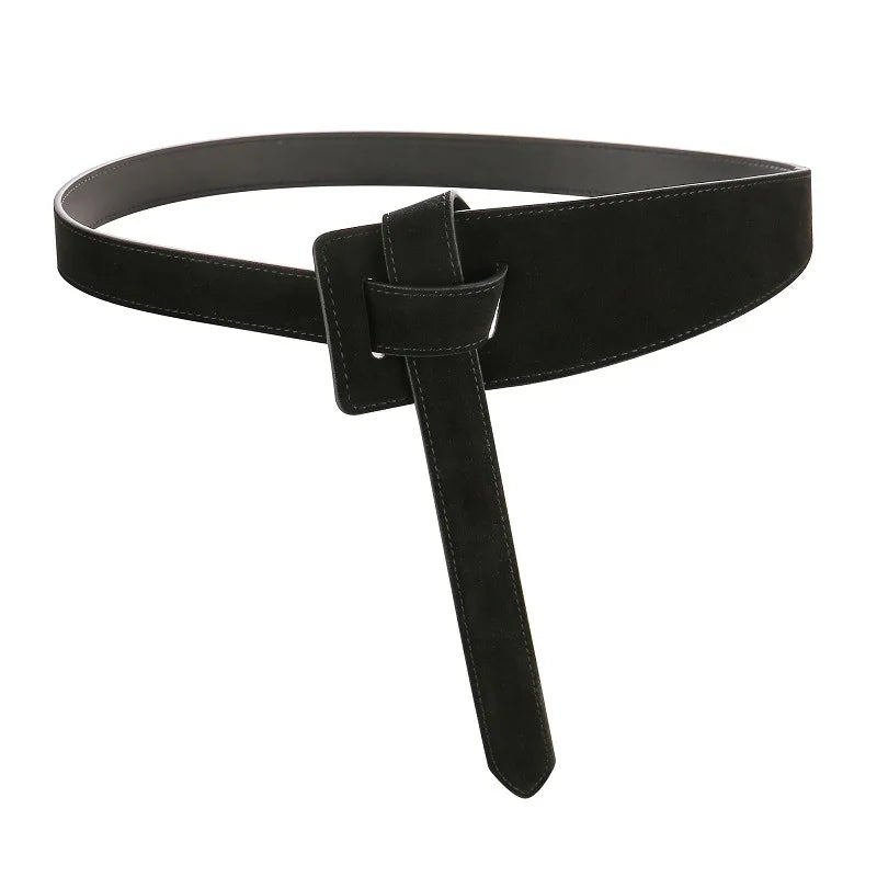Genuine leather tie belt