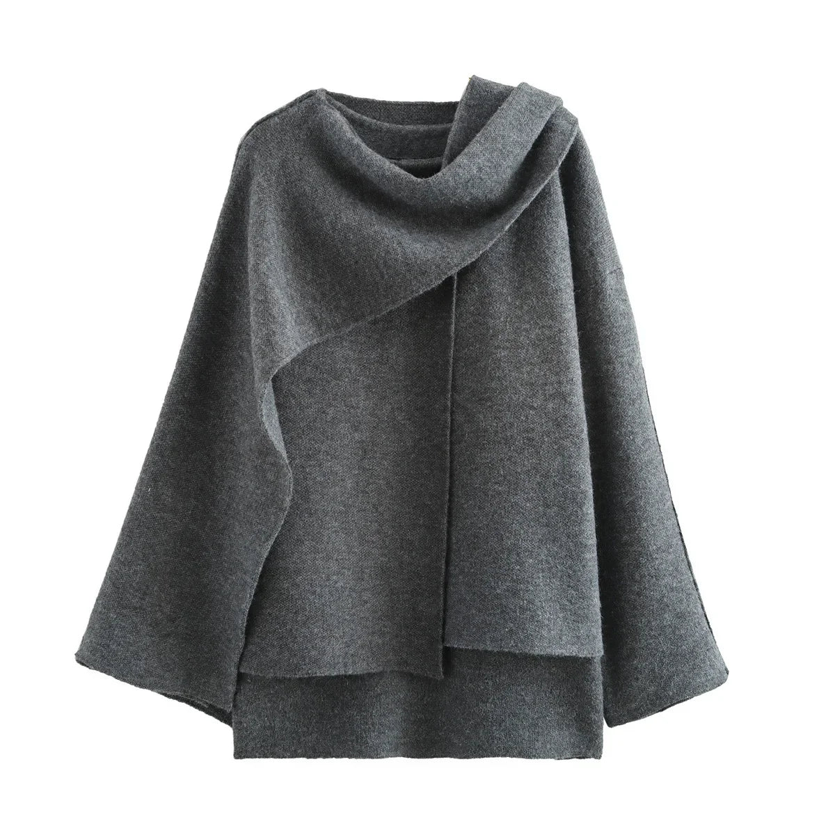 Asymmetrical poncho-style coat