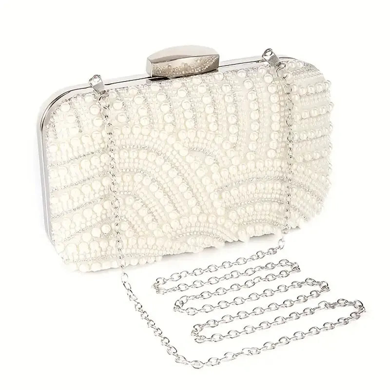 Pearl beaded evening clutch