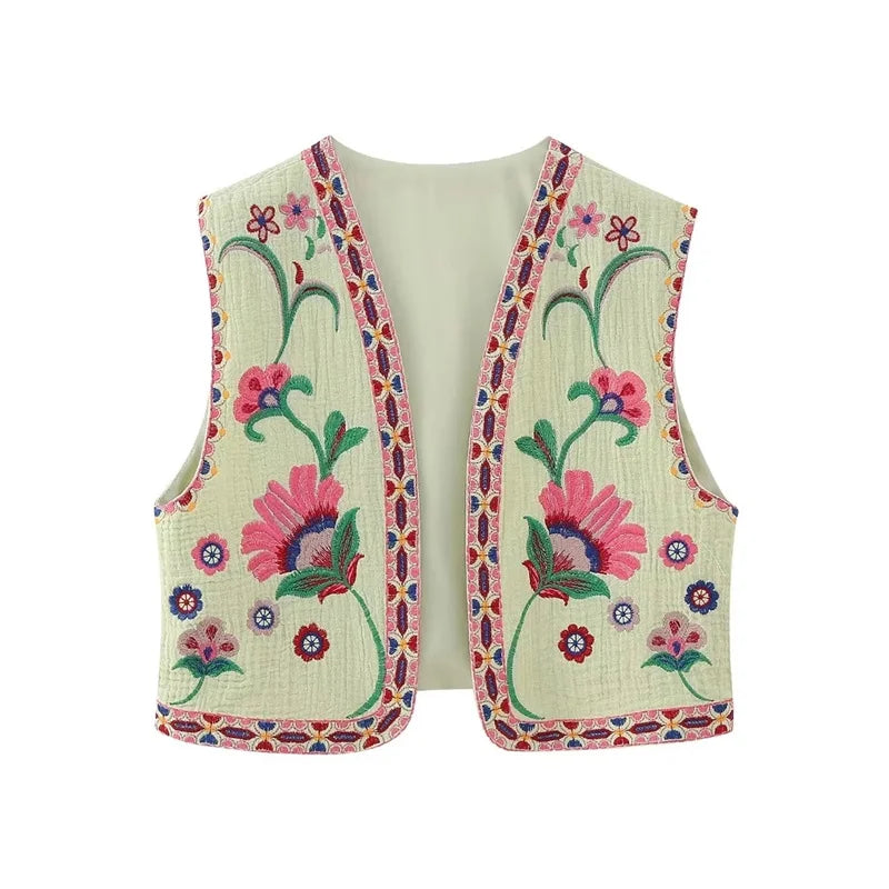 Open front floral vest