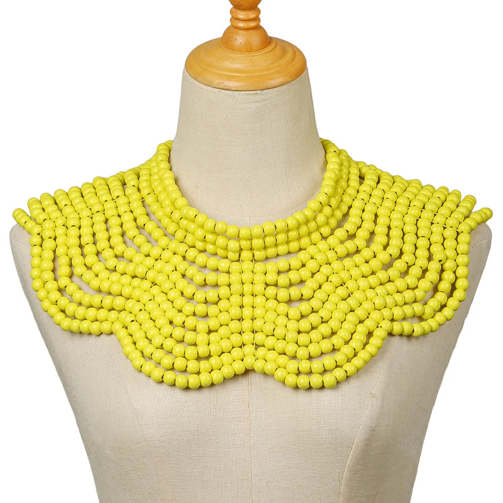Beaded layered collar necklace