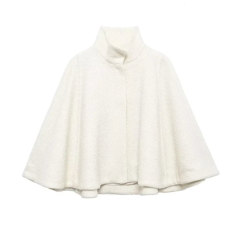 Stand neck cape coat