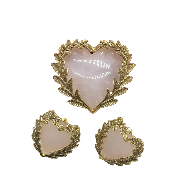 Heart-shaped brooch & earrings set