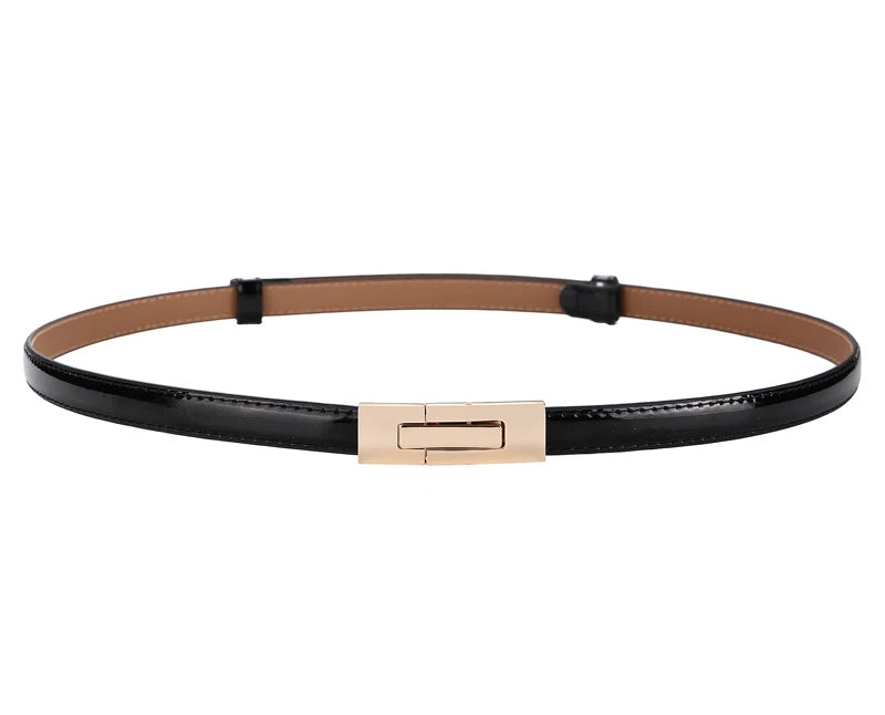 Adjustable skinny leather waist belt