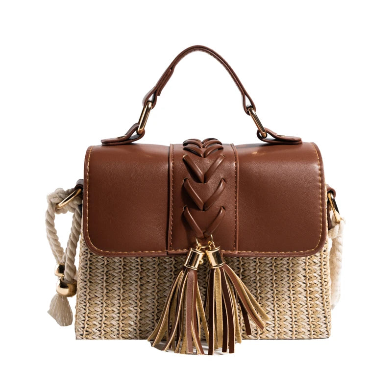 Woven straw crossbody bag
