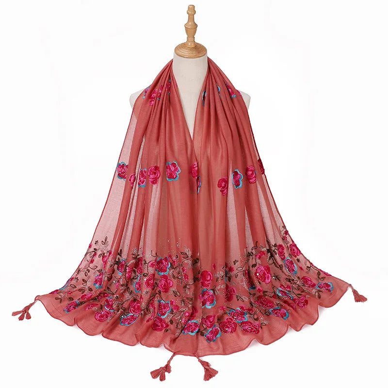 Embroidered hijab scarf