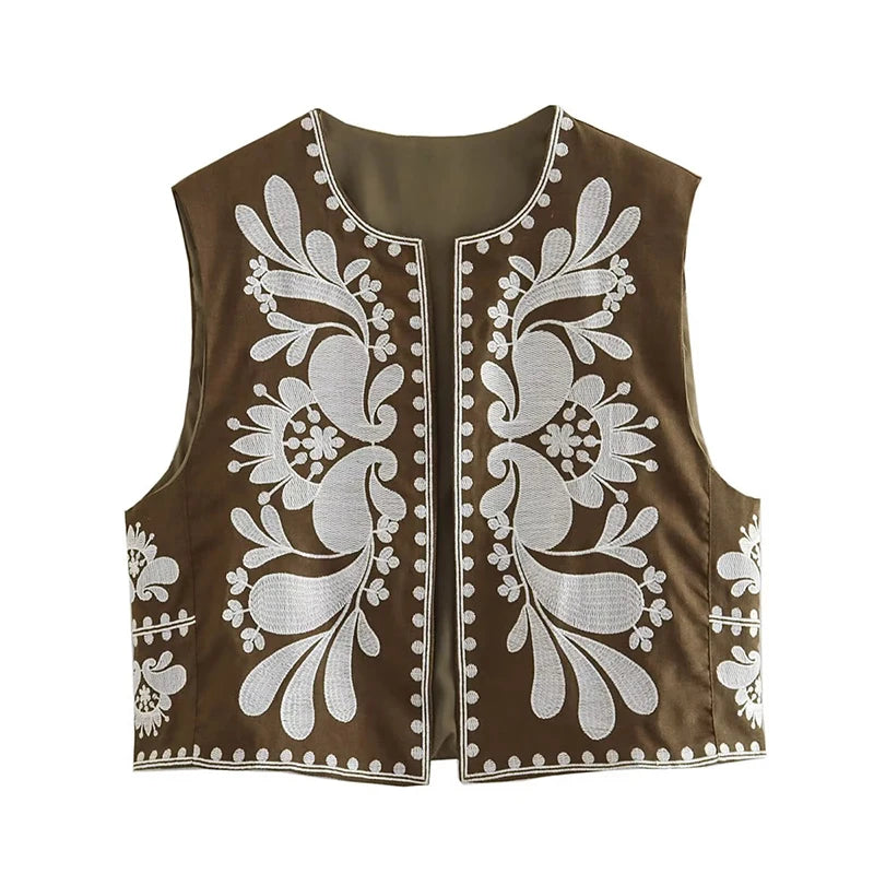 Casual embroidered vest
