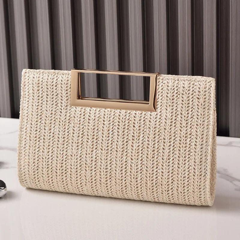 Straw minaudière crossbody bag