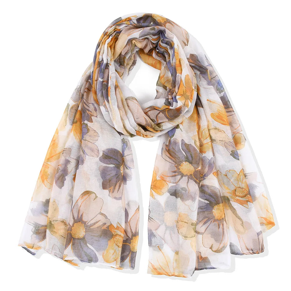 Lightweight voile floral scarf
