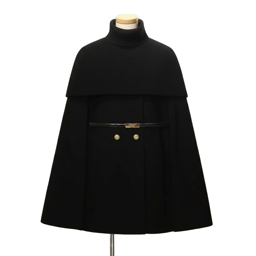 Elegant sleeveless turtleneck coat