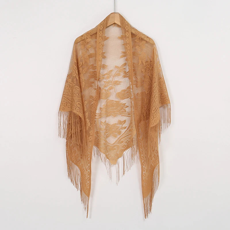 Floral embroidery shawl