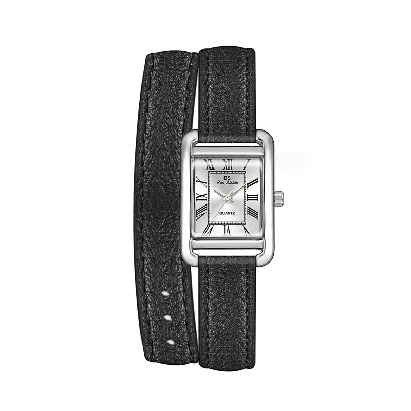 Leather quartz watch – Elegant rectangle design