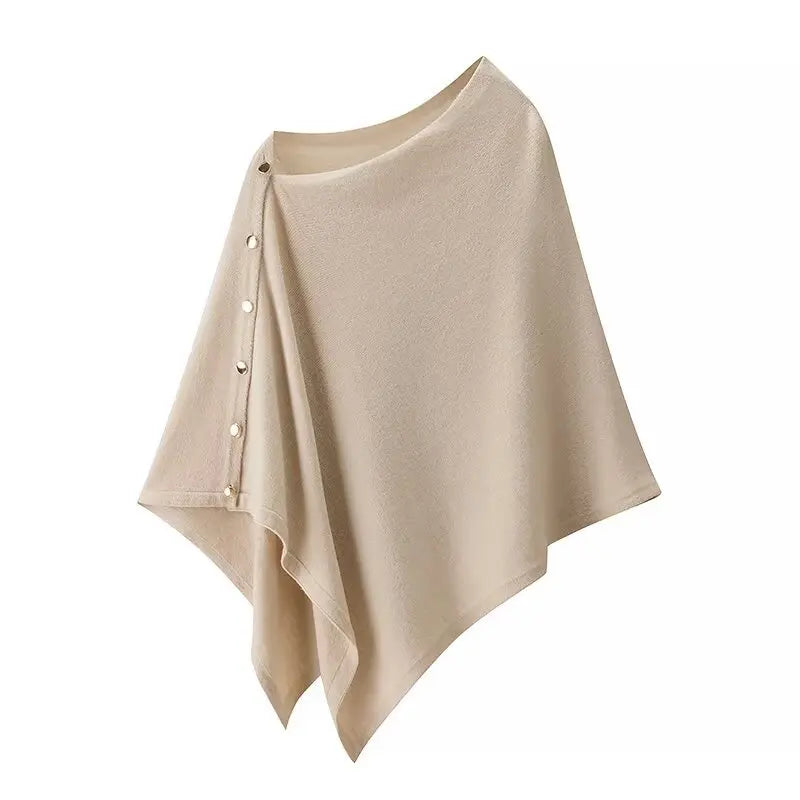 Poncho-inspired asymmetric shawl