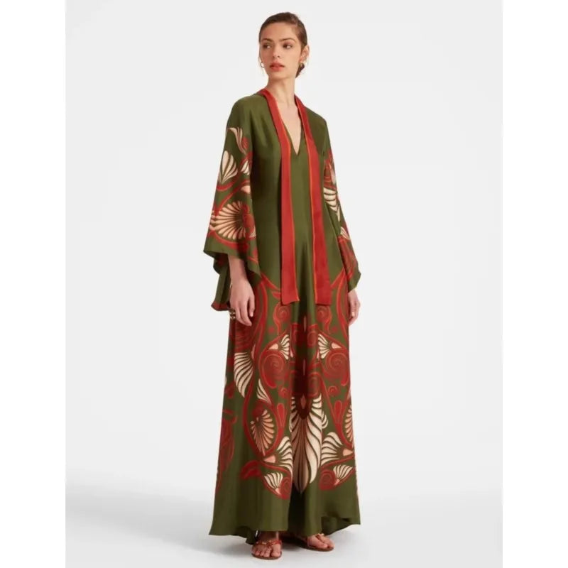 Vintage printed ankle-length dresses