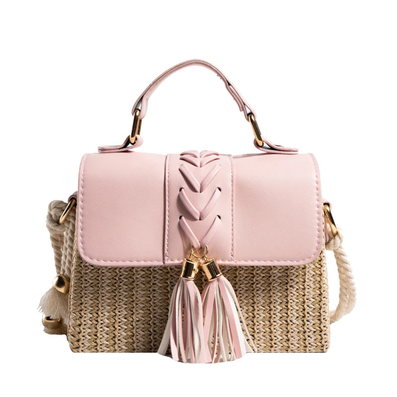Woven straw crossbody bag