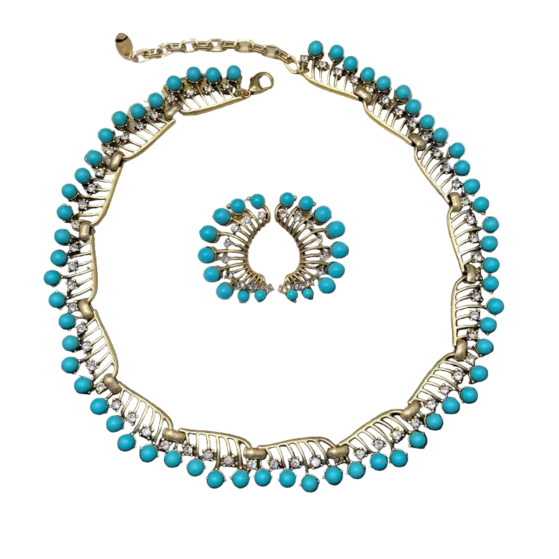 Elegant turquoise necklace and earrings