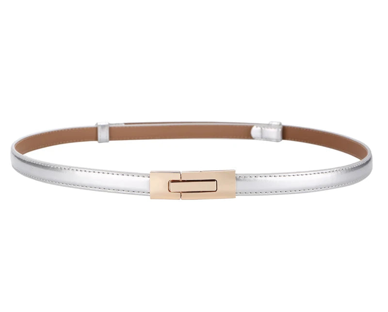 Adjustable skinny leather waist belt