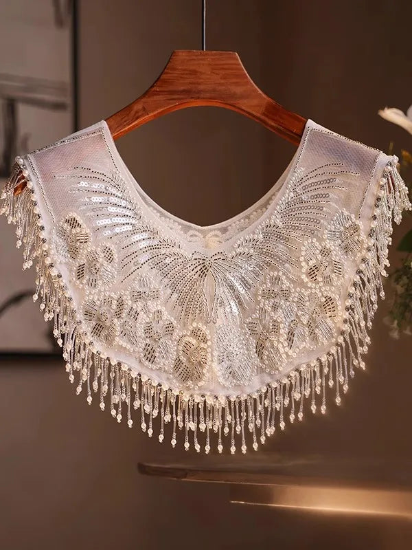 Embroidered pearl beaded collar