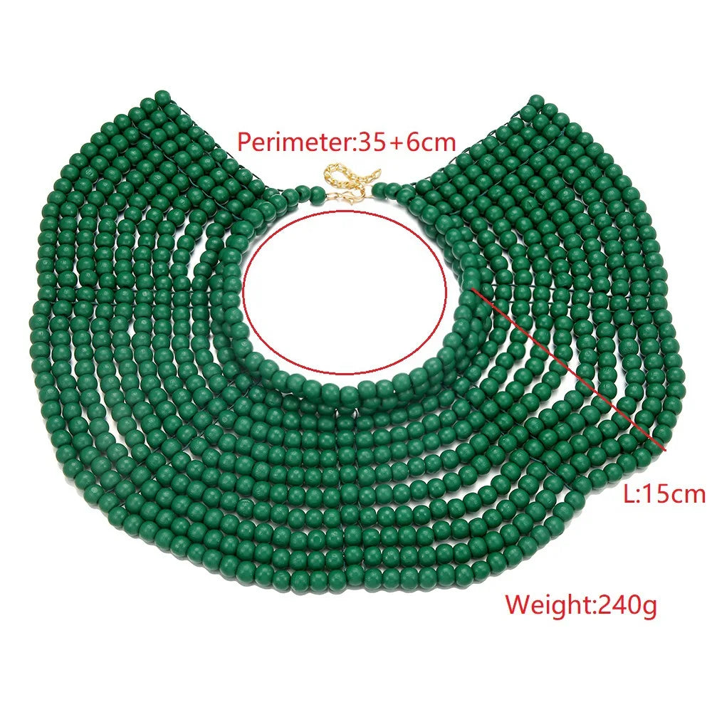 Beaded layered collar necklace