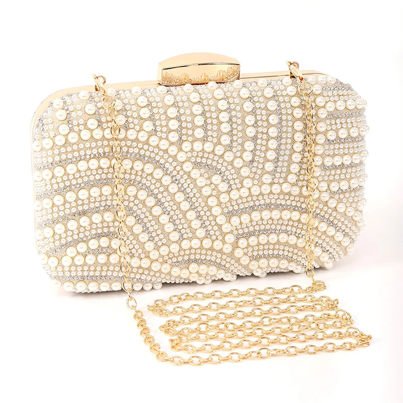 Pearl beaded evening clutch
