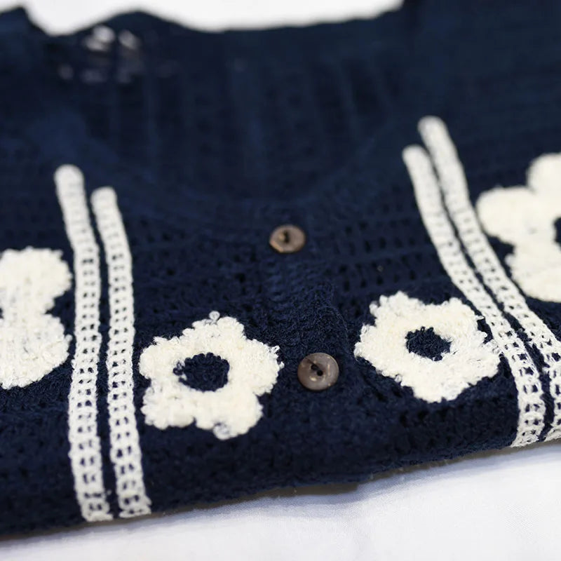 Embroidered crochet vest