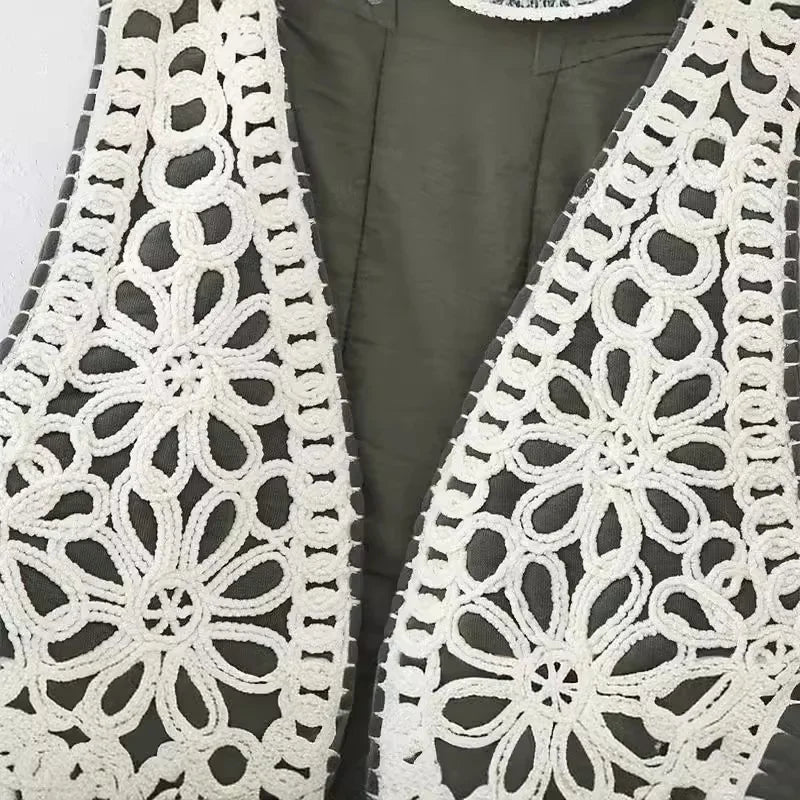 Embroidered cotton vest