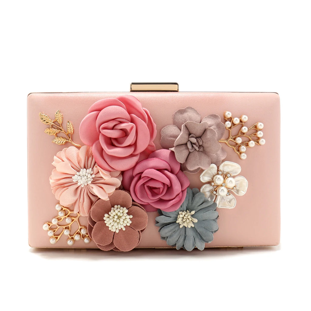 Handmade pearl & floral evening clutch