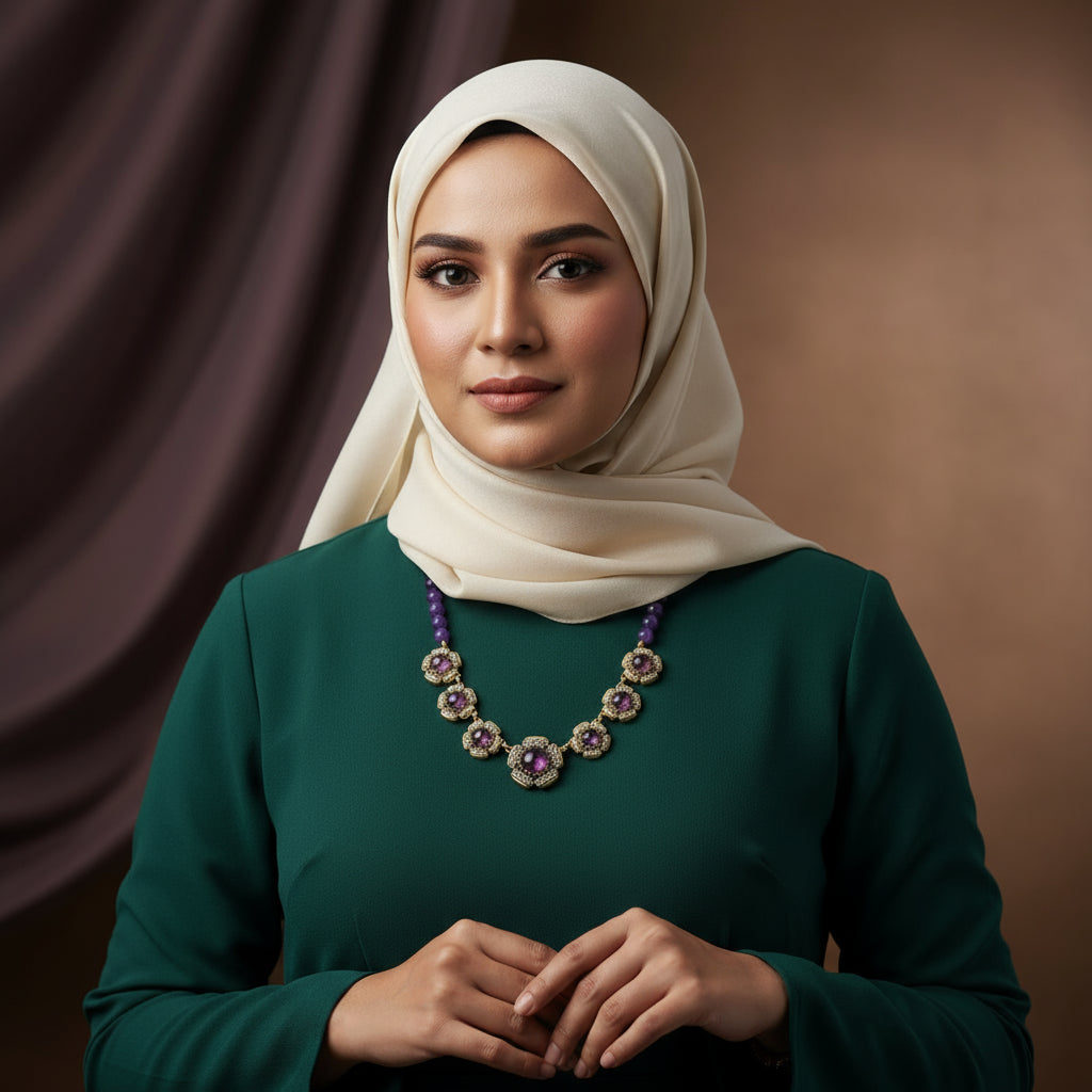 Vintage natural stone pendant necklace