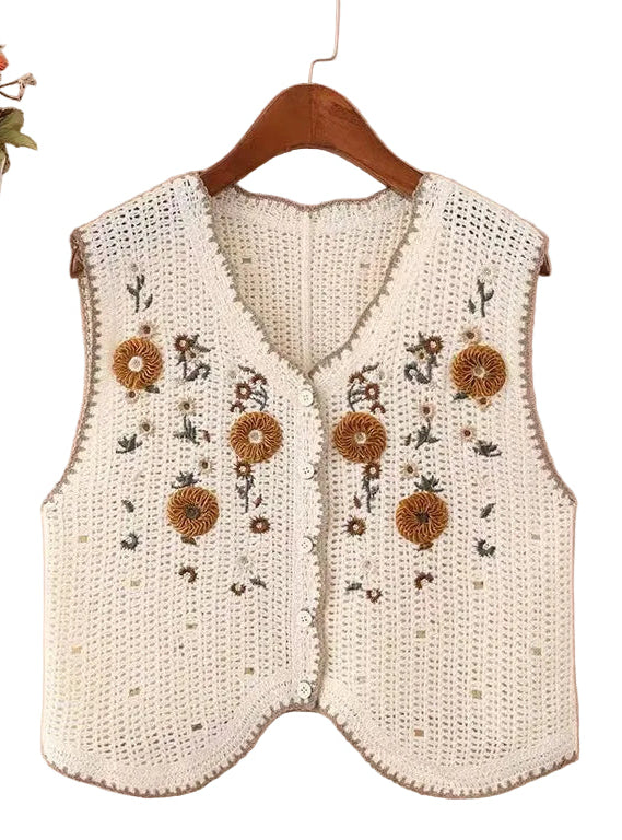 Floral embroidered vest