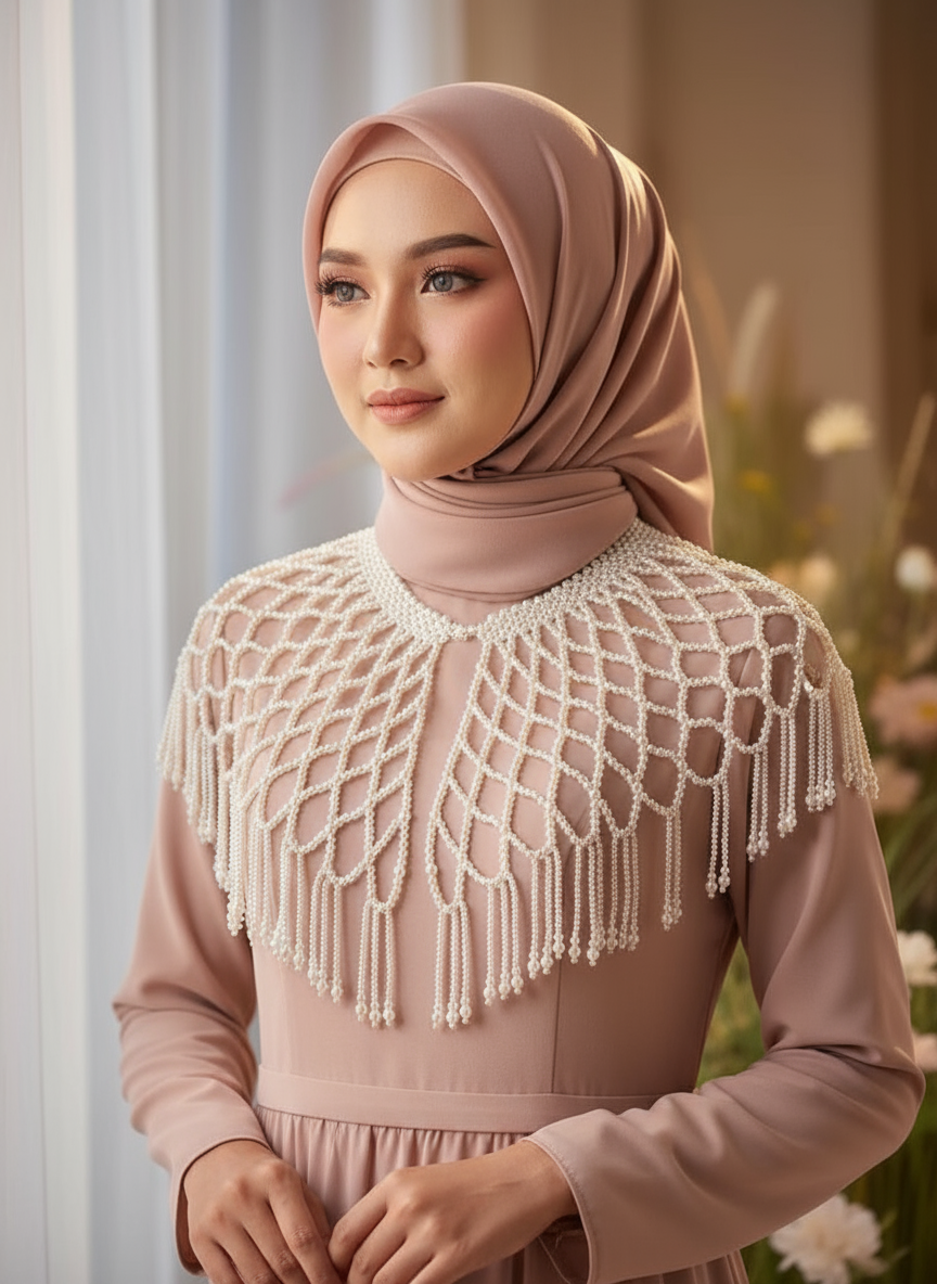 Vintage pearl tassel collar