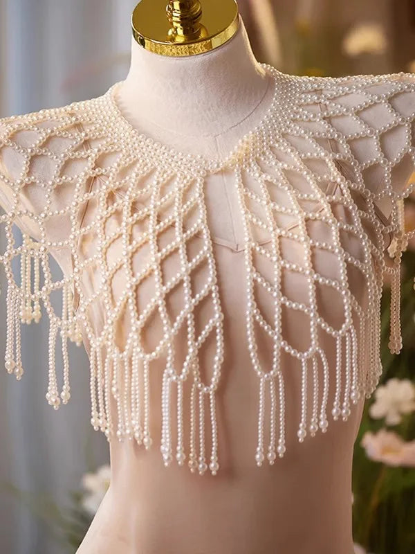 Vintage pearl tassel collar