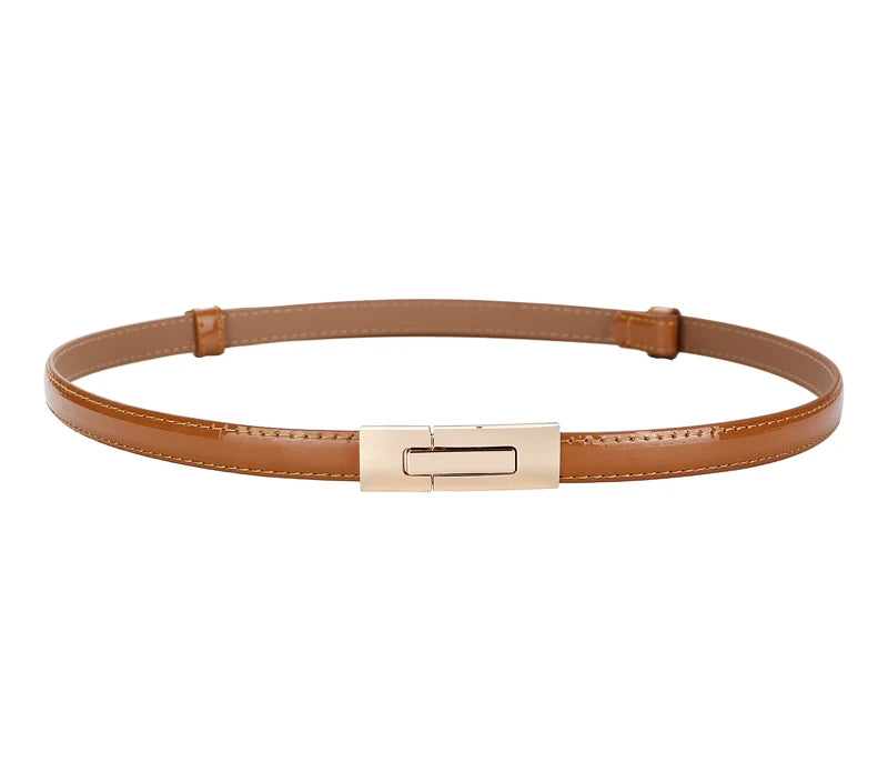 Adjustable skinny leather waist belt