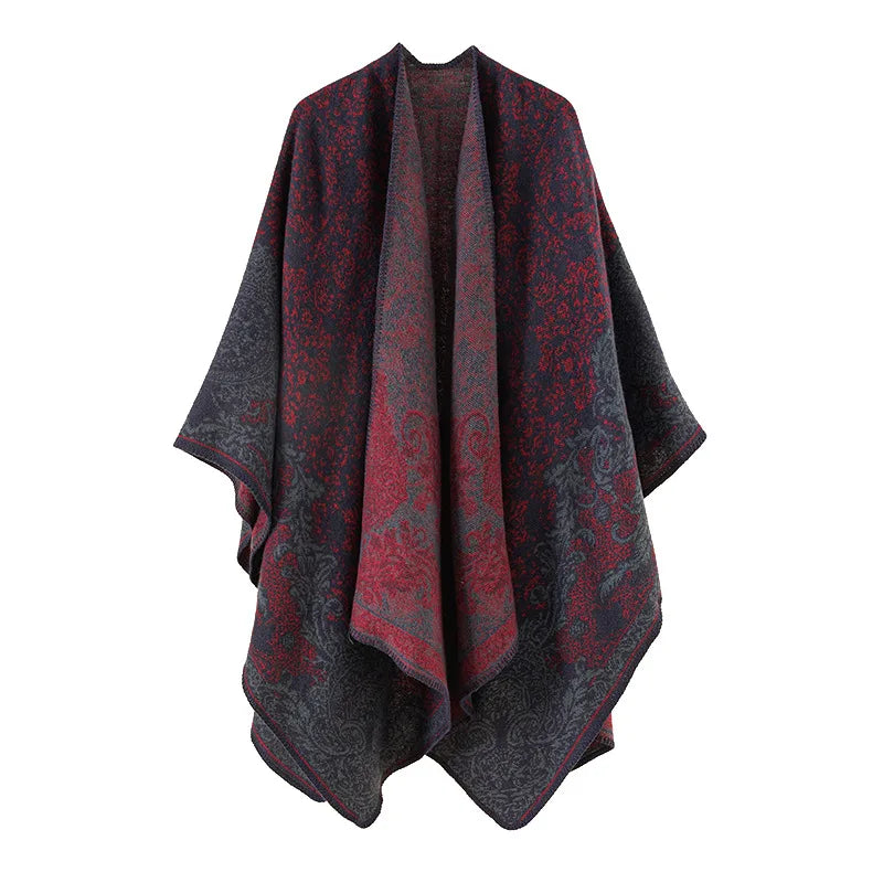 Printed poncho shawl