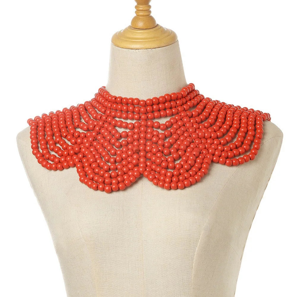Beaded layered collar necklace