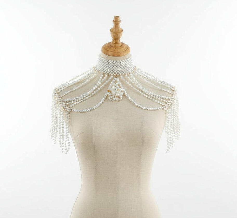 Multi-layer pearl shoulder chain collar