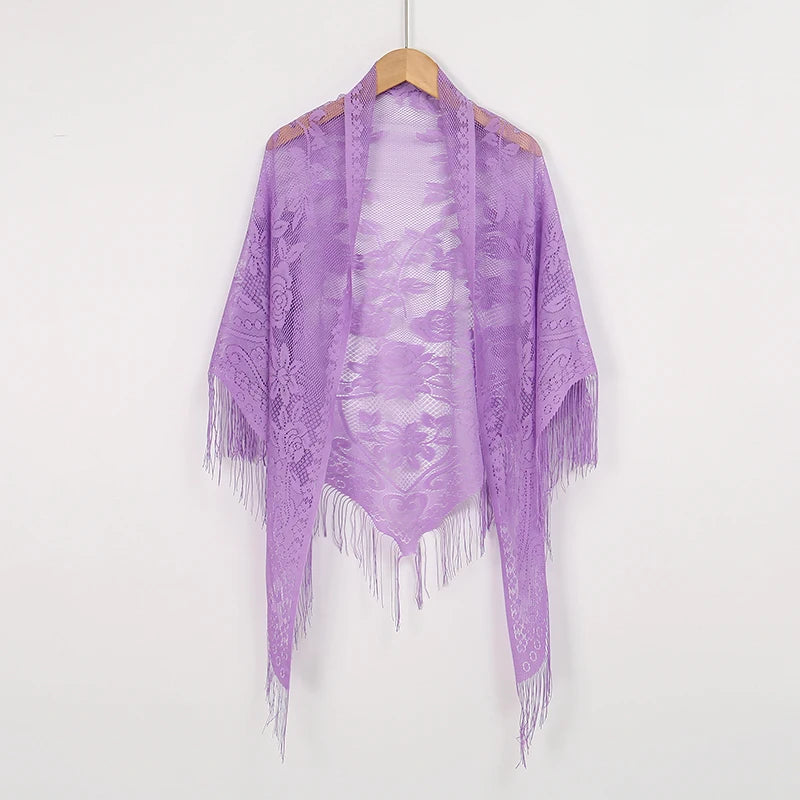 Floral embroidery shawl