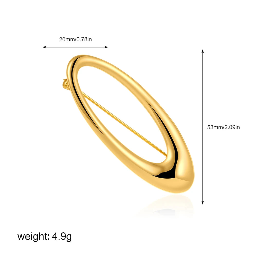 Geometric gold-plated brooch